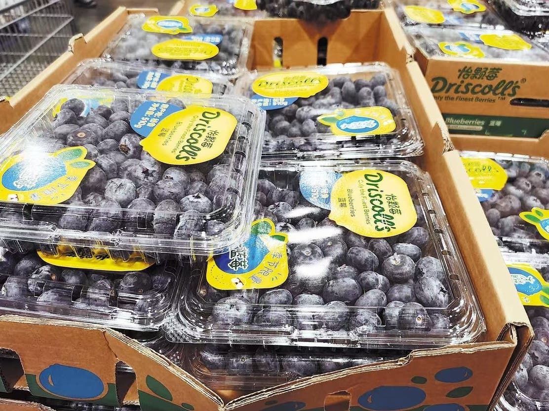 Driscoll's Blueberries are on sale at a Costco in Shanghai