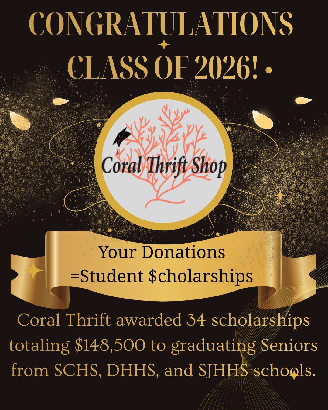 It's that time of year for Coral Thrift Shop student scholarship awards!