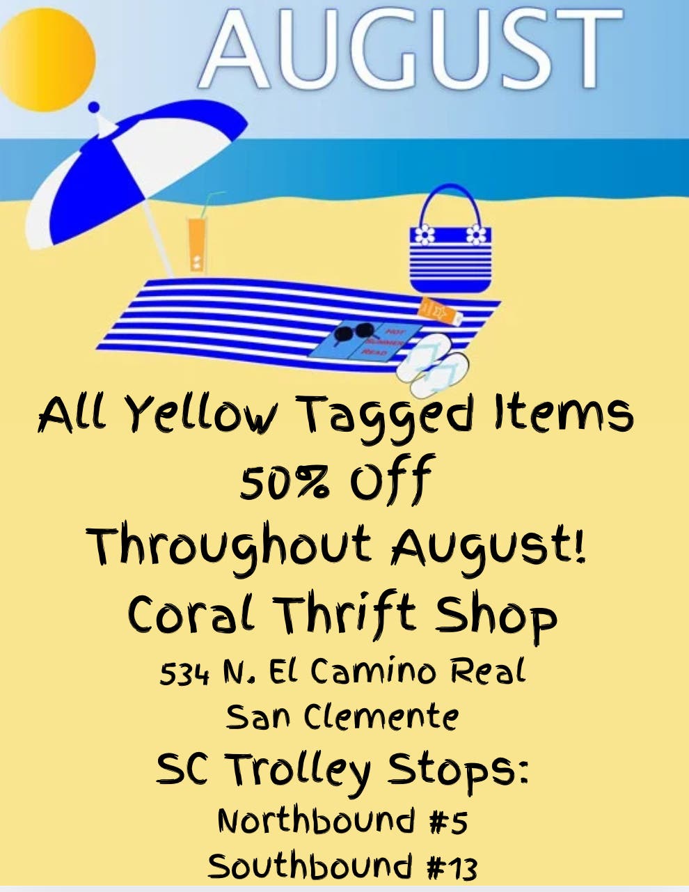 August Sale At Coral Thrift Shop