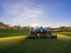 The AMP-L100 mows fairways autonomously and drives itself between connected pathways. 