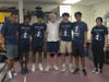 Members of the Don't Blink Robotic Team: L to R: Aarav L., Vikram K., Neil M., Councilman Dan Weiss, Arnav S., Arav M., Kavya S.