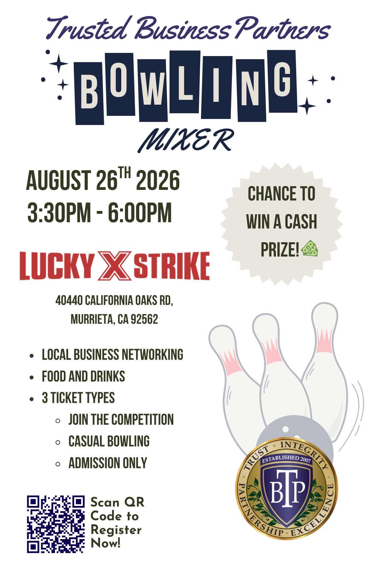 TBP Bowling Mixer & Tournament - August in Murrieta!