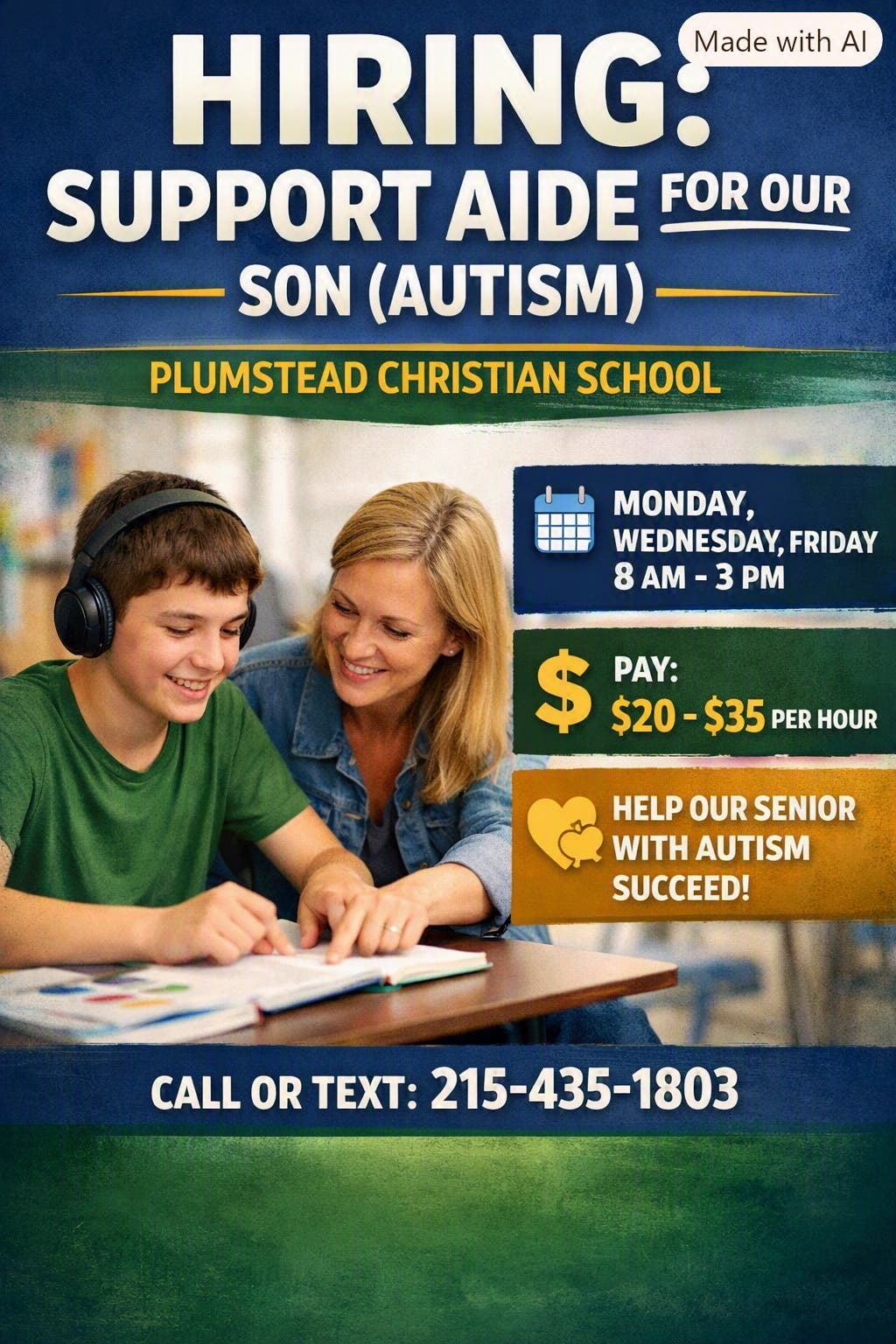 Student Aide needed for special-needs child