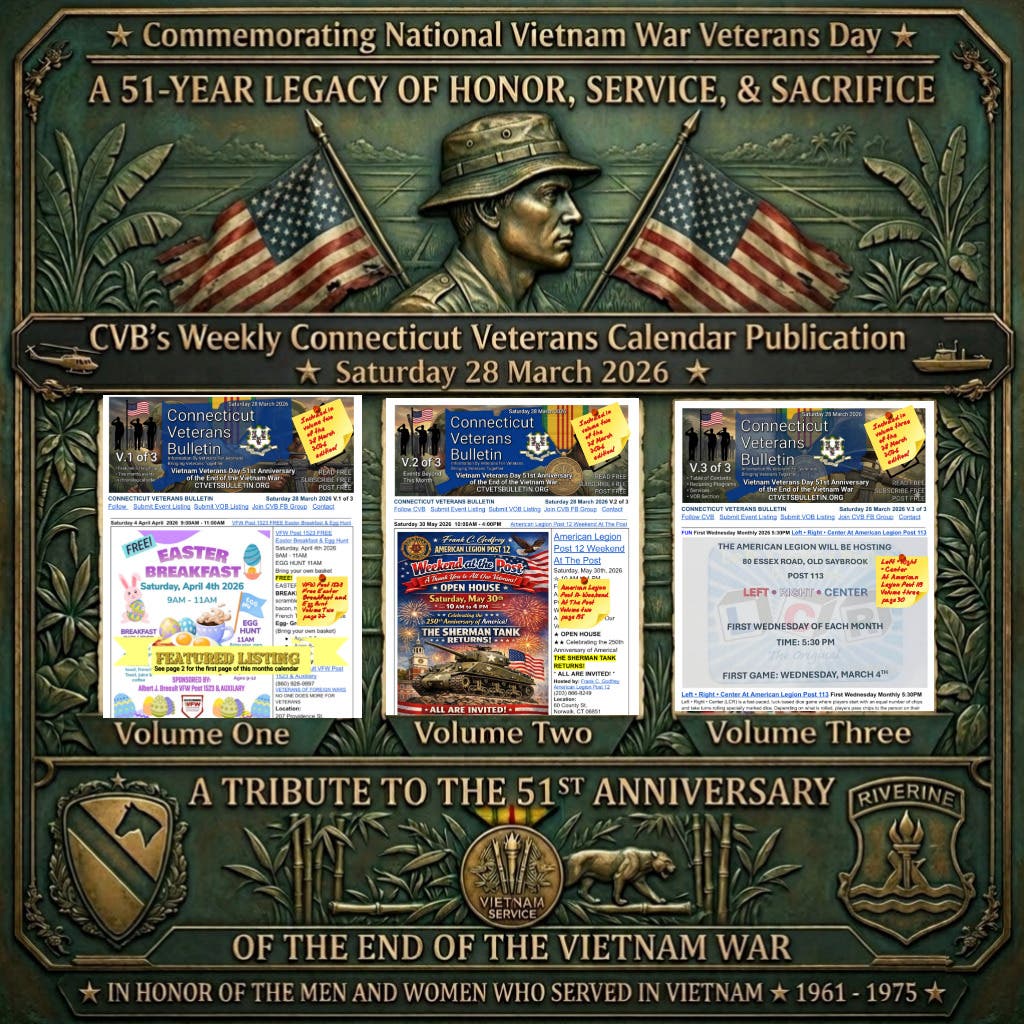 Connecticut honors its Vietnam Veterans this March 29. The CVB Vietnam Veterans Day Calendar