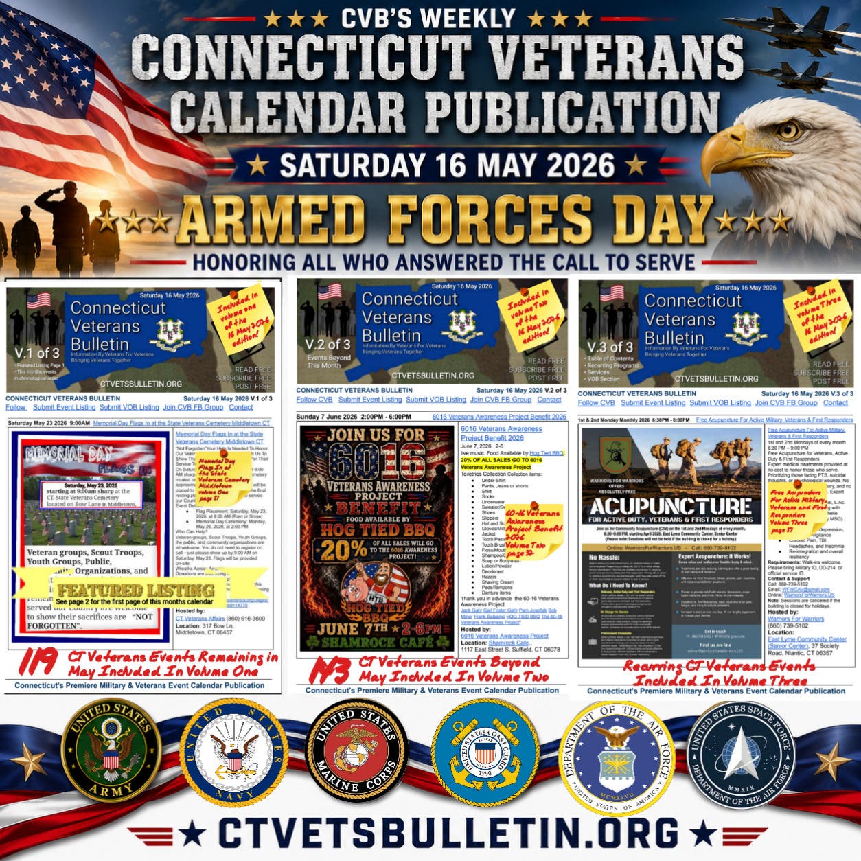 Happy Armed Forces Day! 🇺🇸 The 16 May edition of the Connecticut Veterans Bulletin is live!!