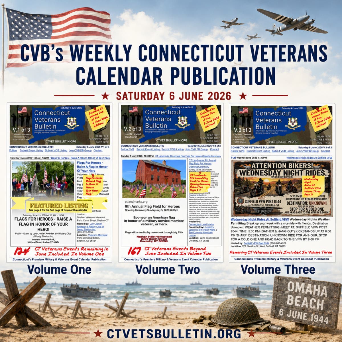 Honoring the 82nd Anniversary of D-Day. 🎖️ Connecticut Veterans Bulletin weekly calendar