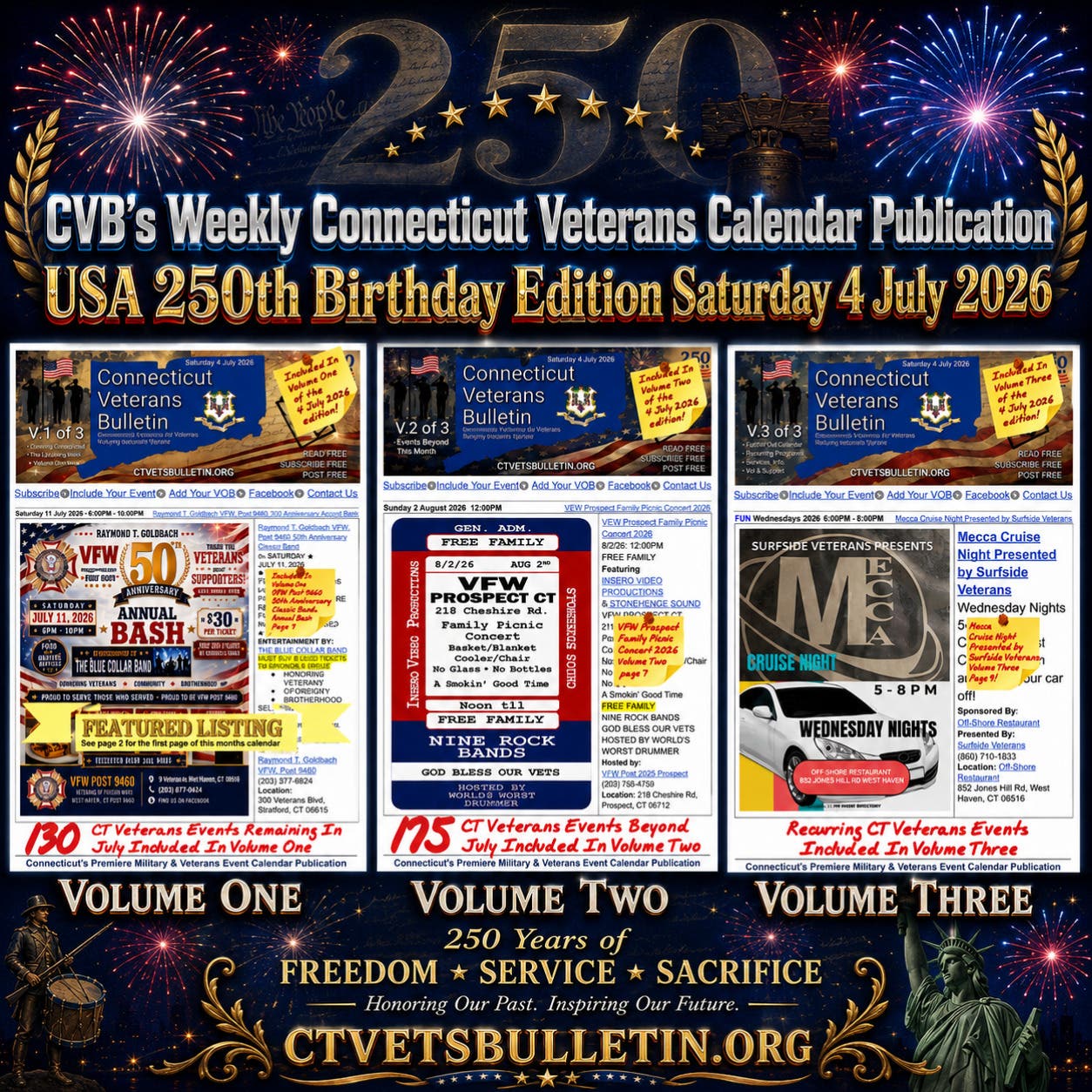 Honoring our service members this Independence Day! The CVB 250th Birthday Edition is live