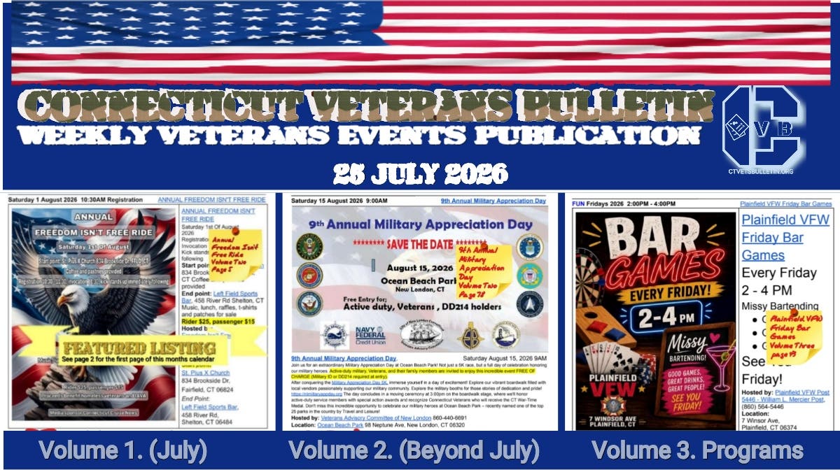 Stay connected with the latest military and veteran events in CT! 