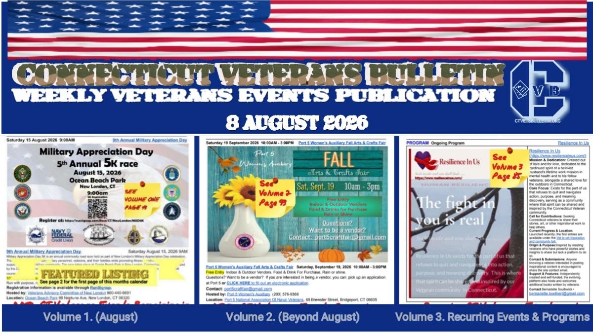 Explore the August 8, 2026 Connecticut Veterans Bulletin!