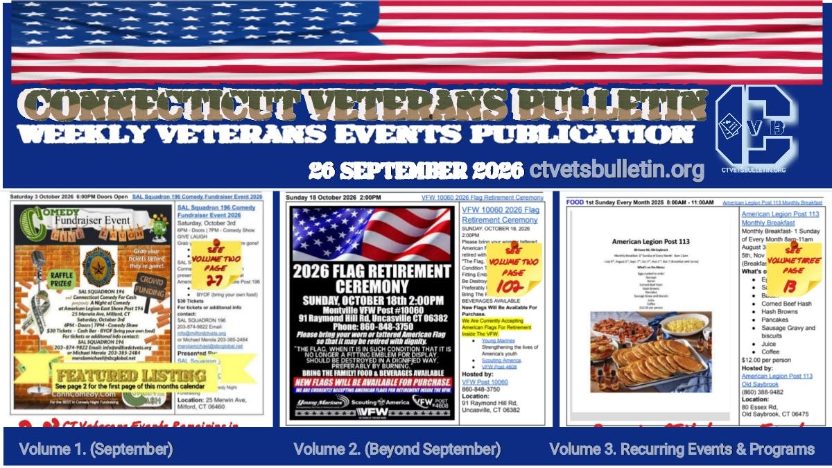 Discover the 26 September 2026 edition of the Connecticut Veterans Bulletin! 