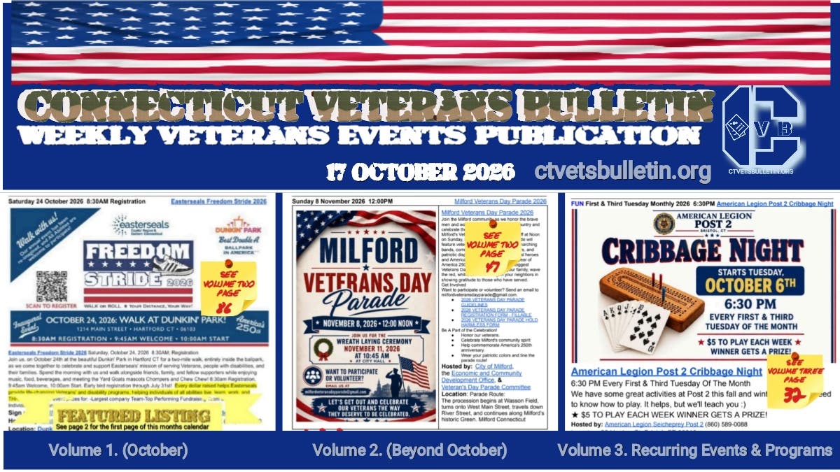 Connecticut Veterans Events: 17 October 2026 Calendar