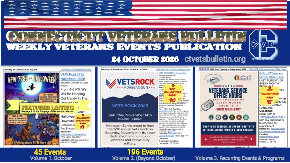 Explore the October 24, 2026, Connecticut Veterans Calendar! 