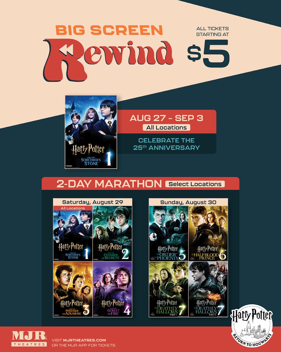 Big Screen Rewind - Harry Potter 25th Anniversary Marathon At Select MJR Theatres!