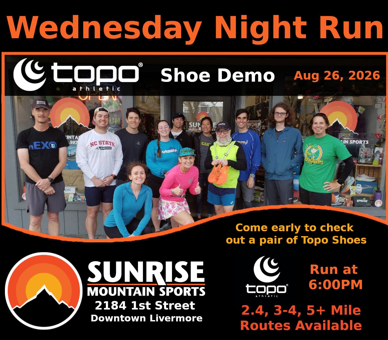 Topo Athletic Shoe Demo at Wednesday Night Runs