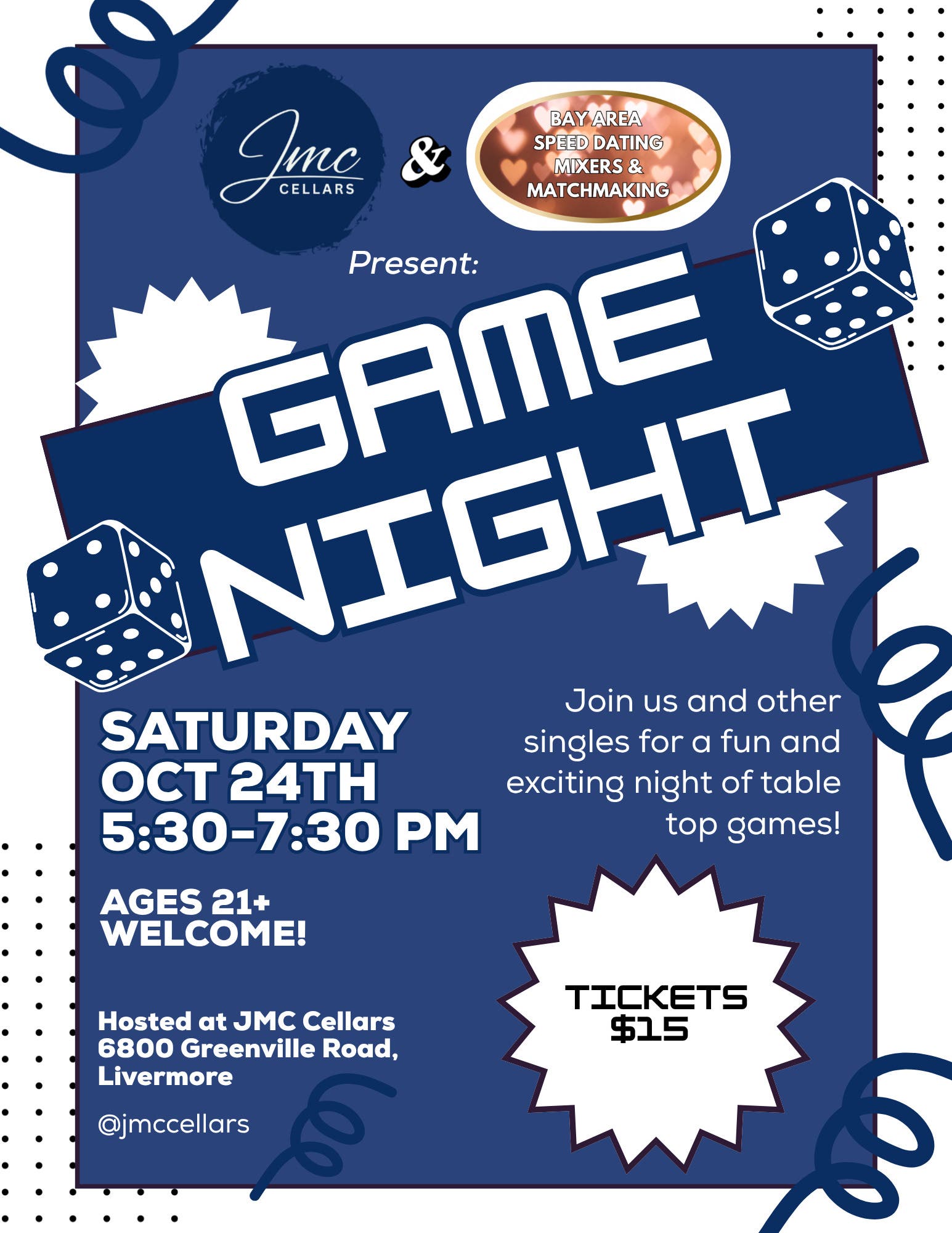 Singles Game Night at JMC Cellars