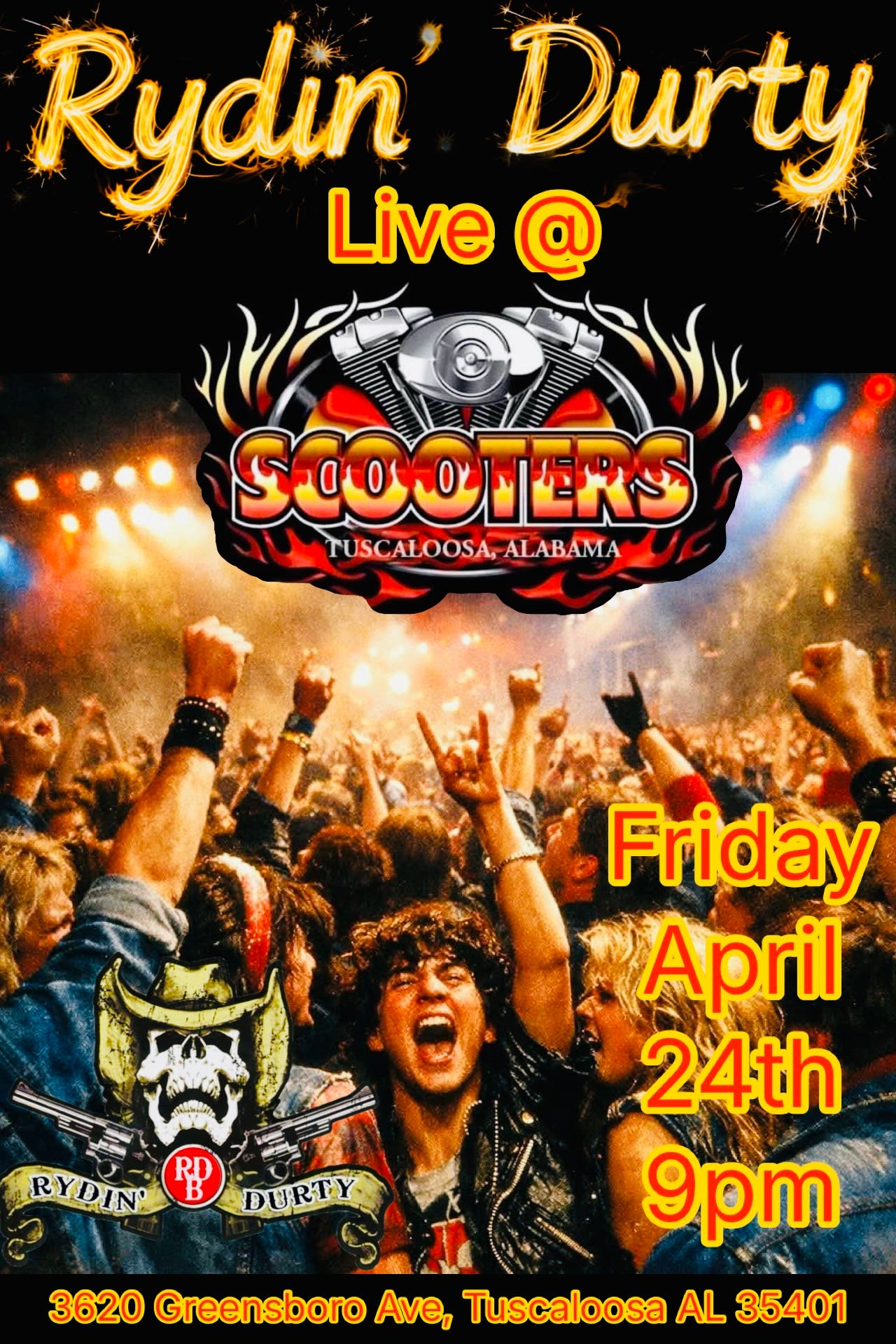 Live Music @ Scooters w/Rydin’ Durty Band 