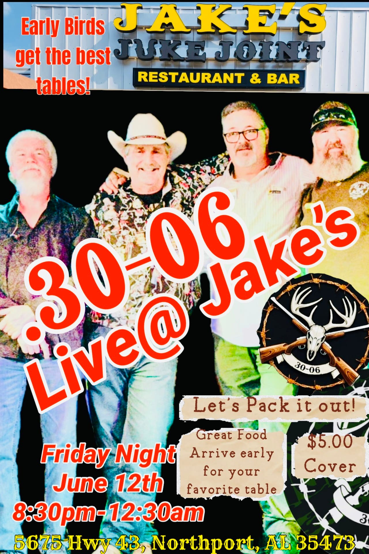 Live Music@ Jake’s Juke Joint W/30-06 Band