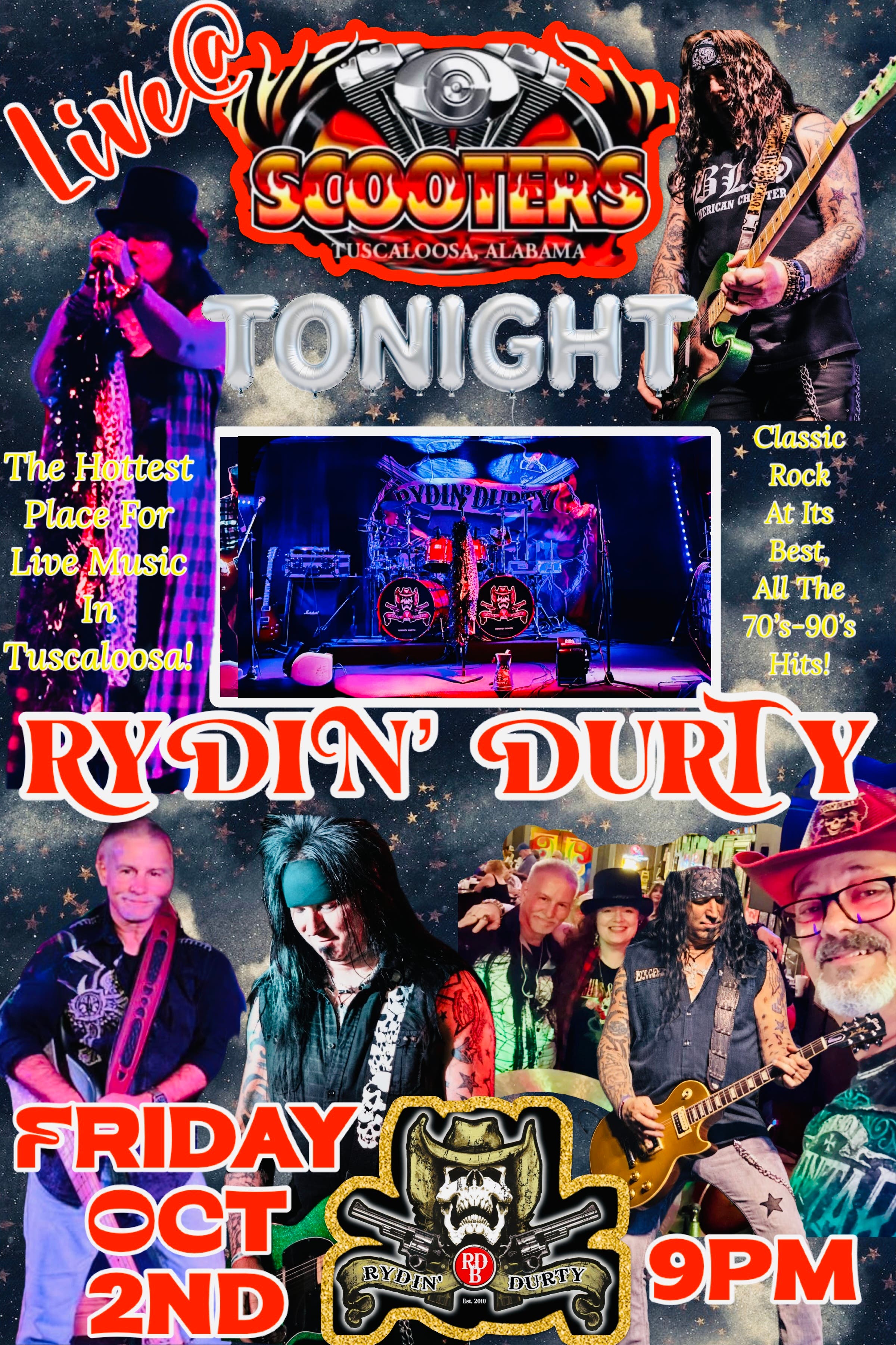 Live Music @ Scooters w/Rydin’ Durty Band