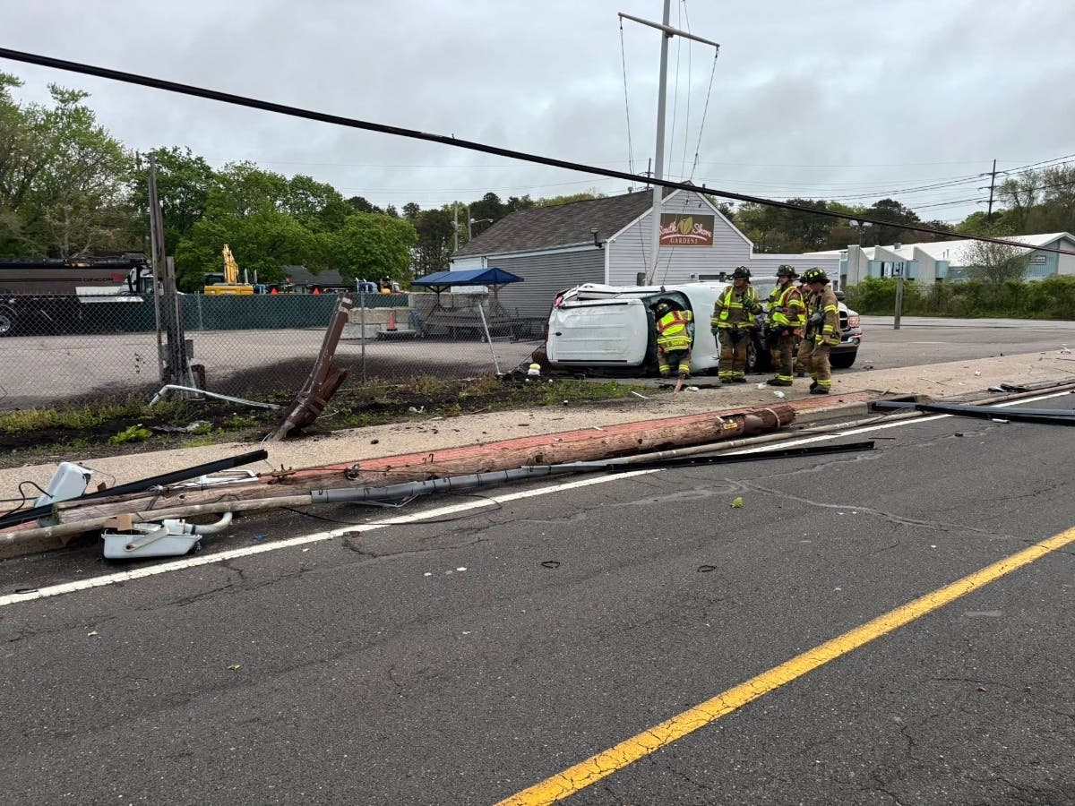 Rollover Crash Knocks Down Utility Pole On Long Island: FD | Sayville ...