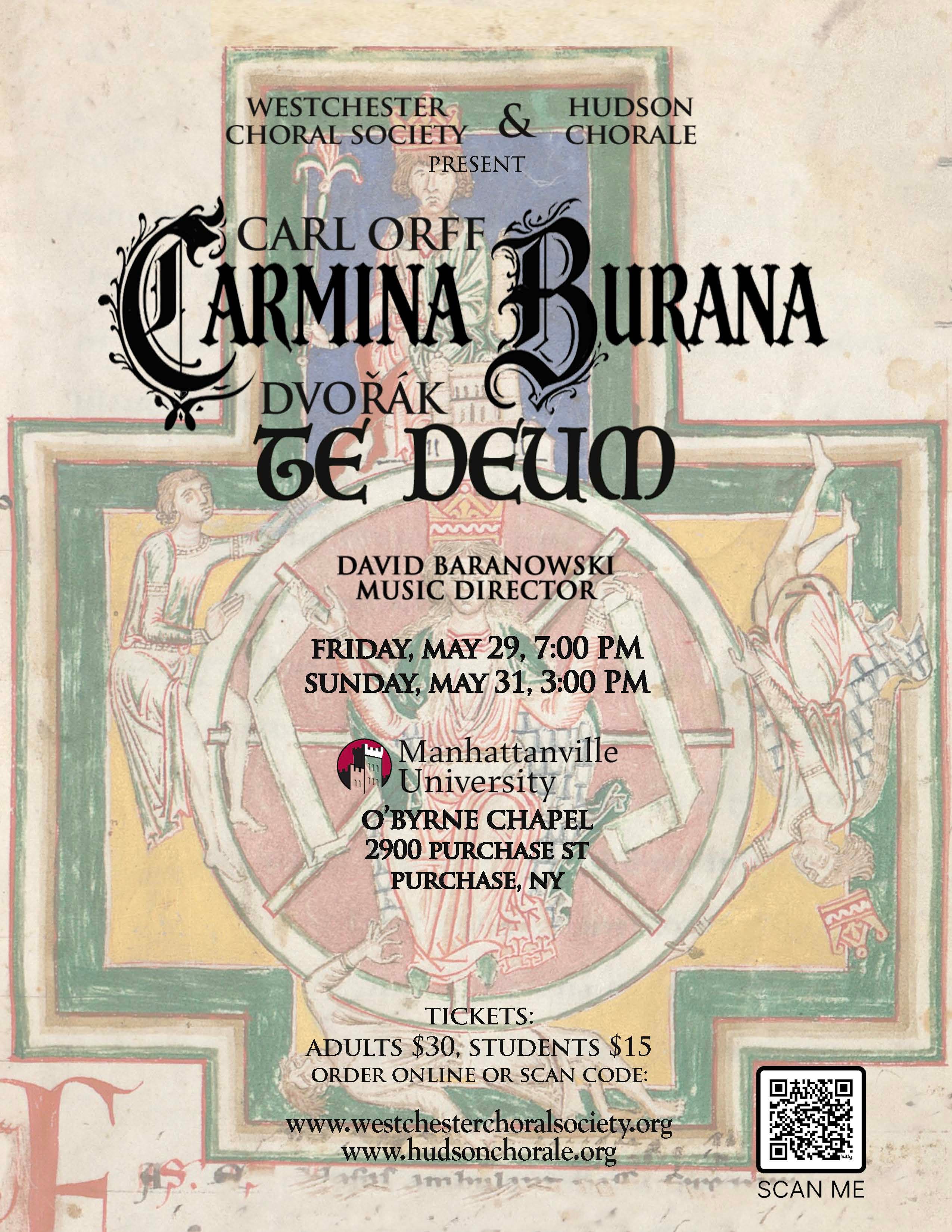 Upcoming concert - Hudson Chorale & Westchester Choral Society Carmina Burana and Te Deum 