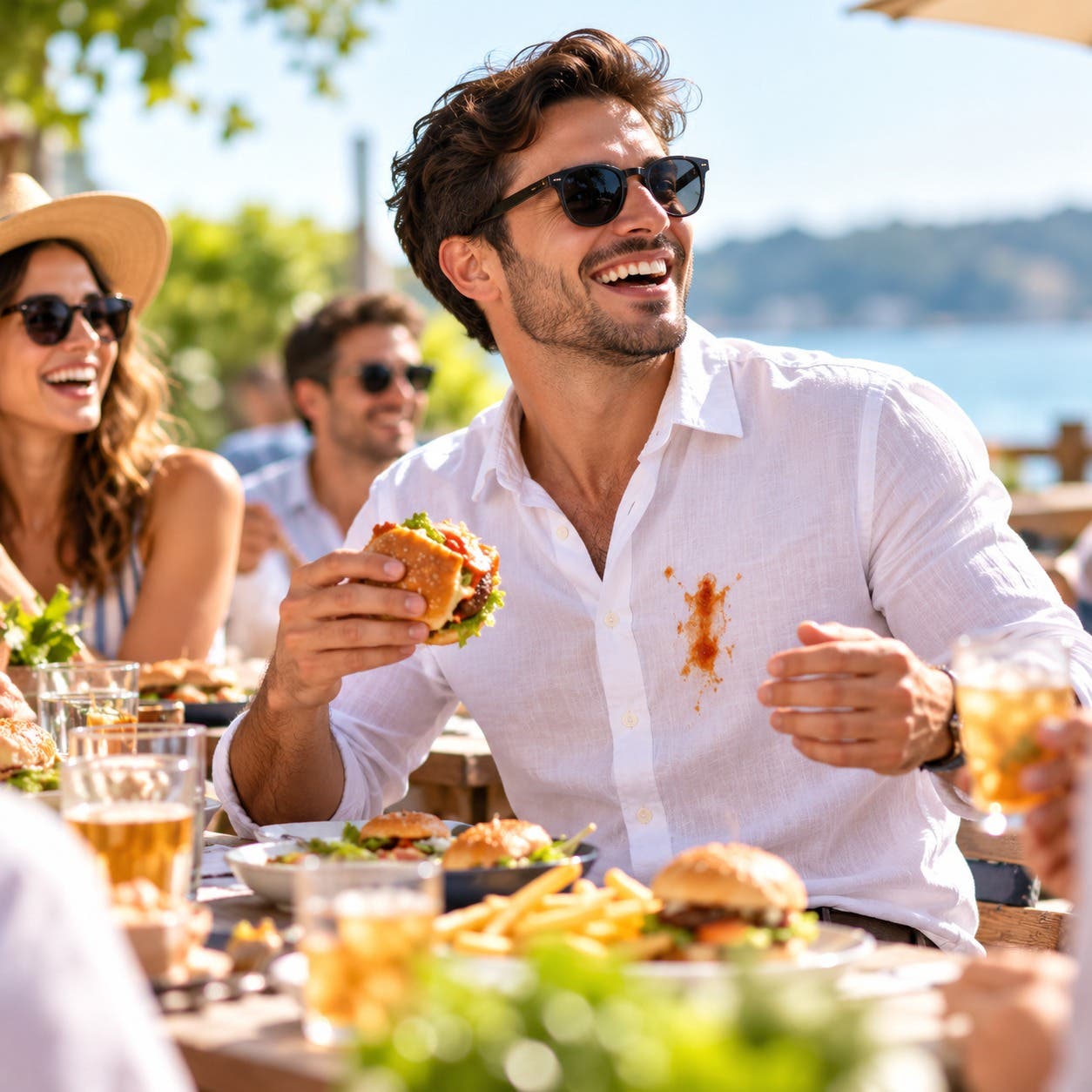 Good food, great company, and a little weekend mess! 🍔😄