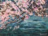 "Cherry Blossoms Over Water" painting by V. Borchert