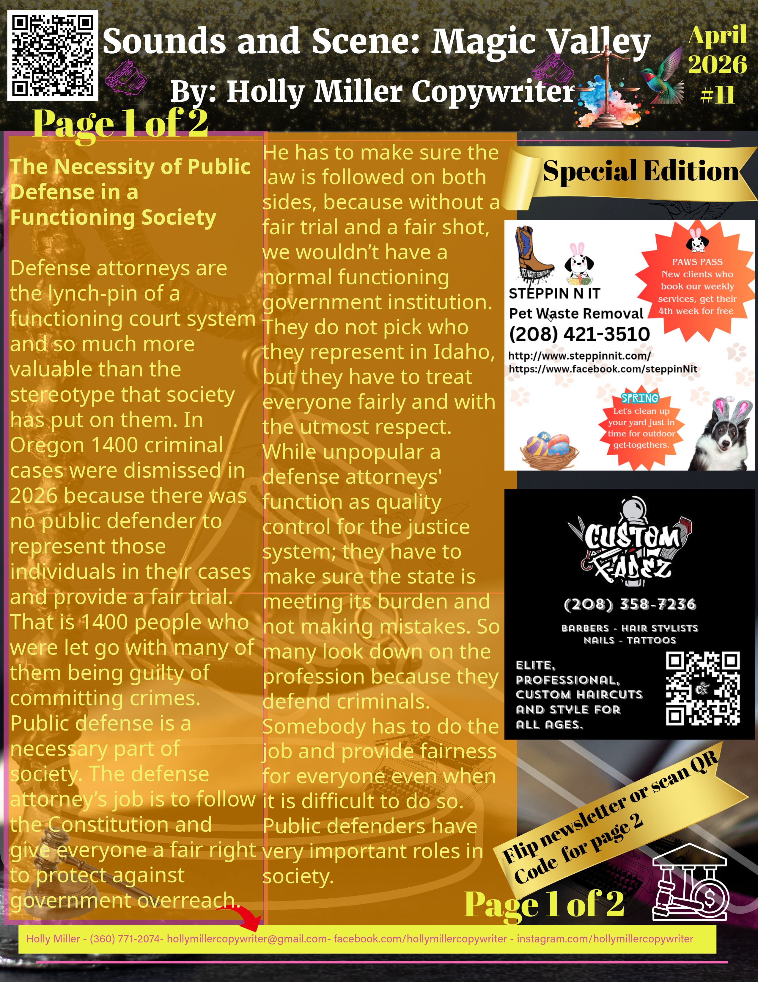 Sounds and Scene Magic Valley Newsletter for April 2026