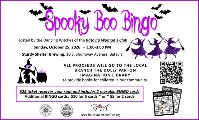 Spooky Boo Bingo hosted by the Dancing Witches of the Batavia Woman's Club