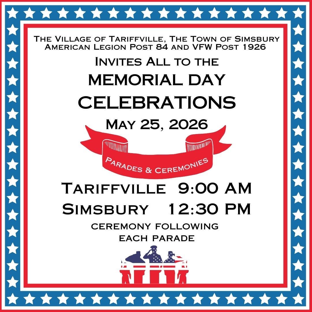2026 Memorial Day Parades, Tariffville and Simsbury, CT
