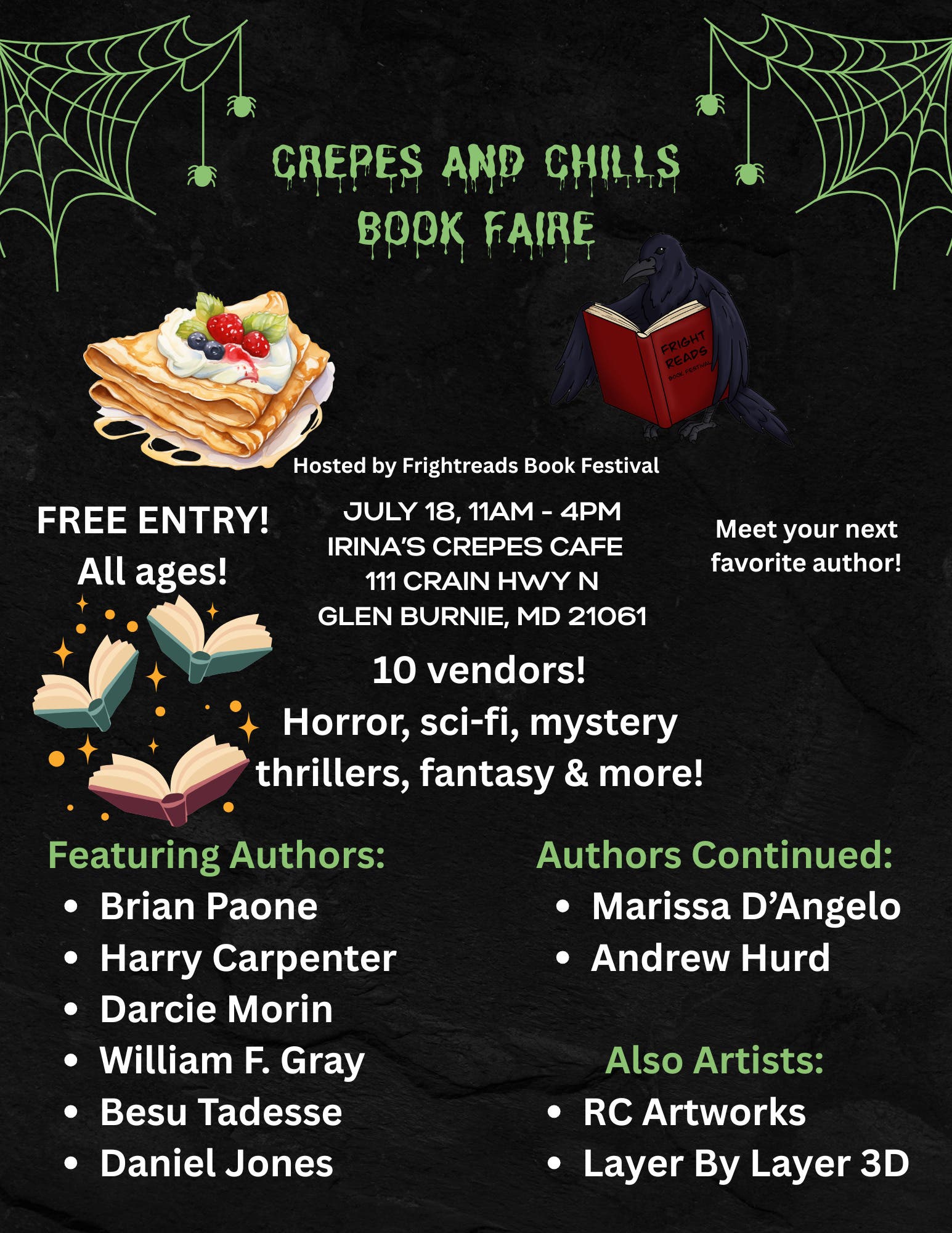 Crepes and Chills Book Faire