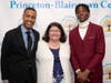 Princeton-Blairstown Center President and CEO Pam Gregory (center) congratulated Head of School Rob Connor (left), who accepted the Frank Broderick Award on behalf of the Community of Christina Seix Academy, and Student Speaker A’Zir Carey (right).