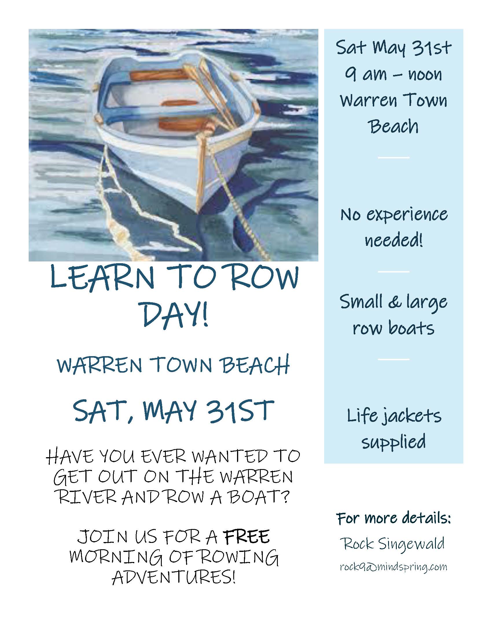 Learn to Row Day! - CANCELED DUE TO EXPECTED WIND AND RAIN.  PLANNING FOR A DATE IN THE FALL!