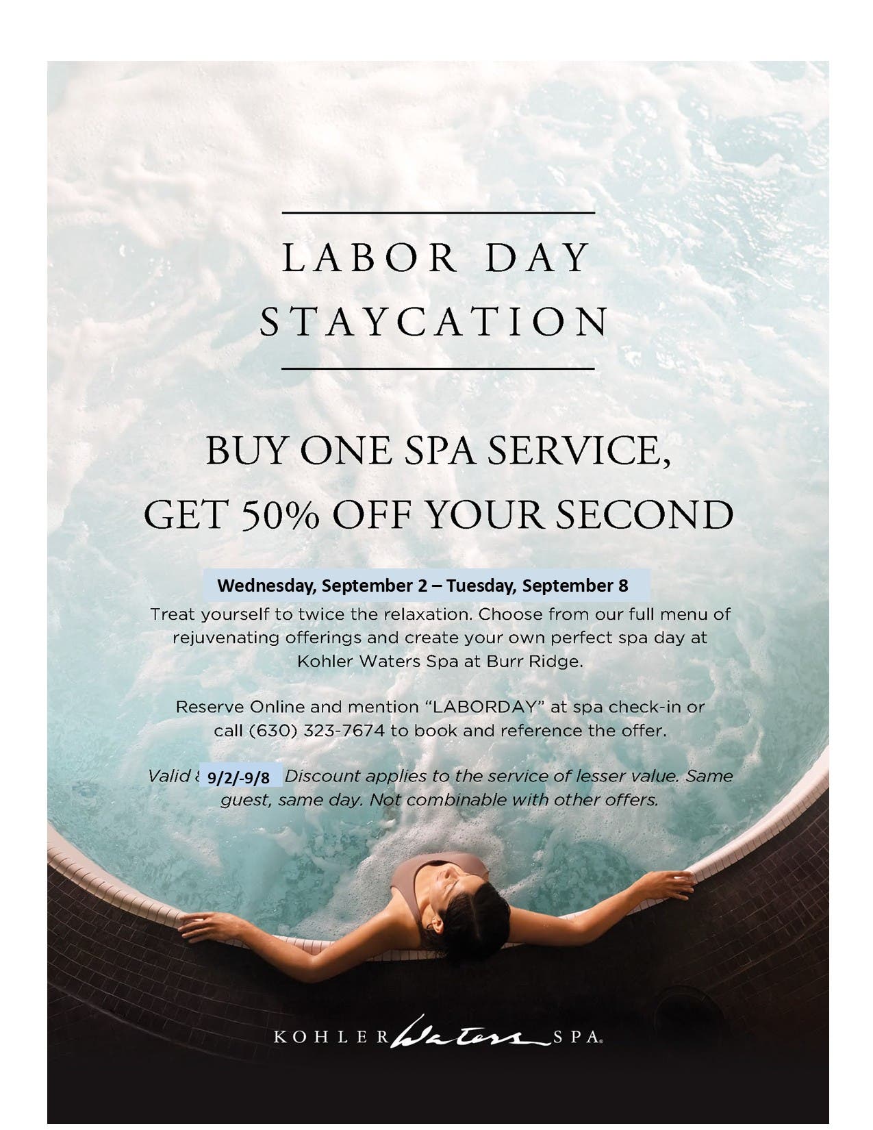 KOHLER WATERS SPA Labor Day Staycation