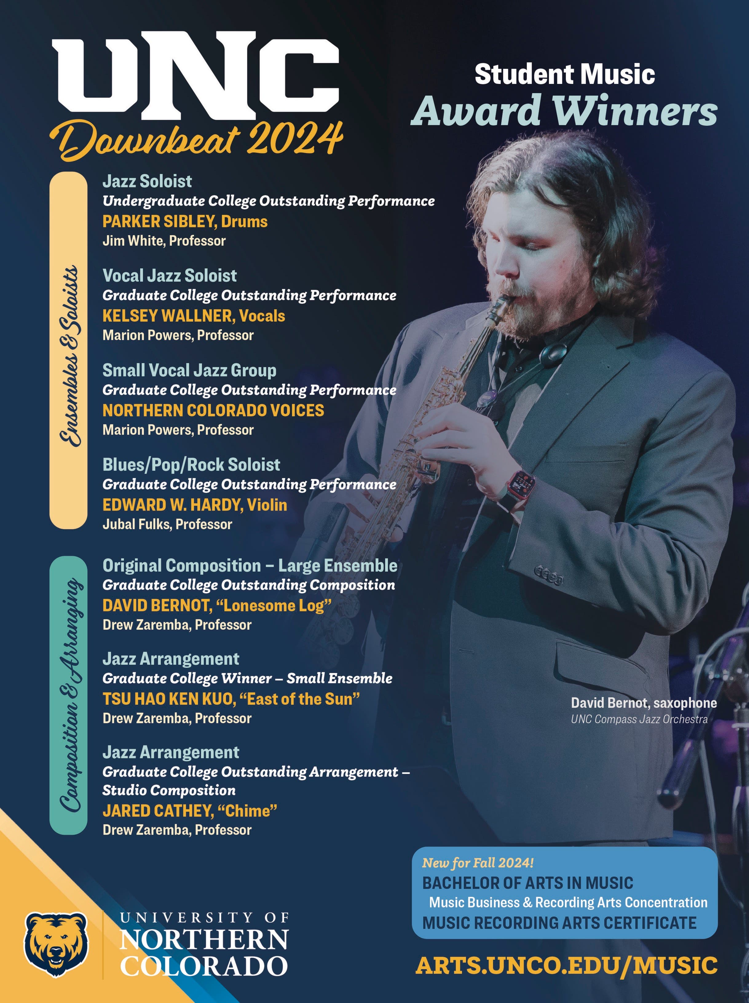 UNC DownBeat 2024 Student Music Award Winners