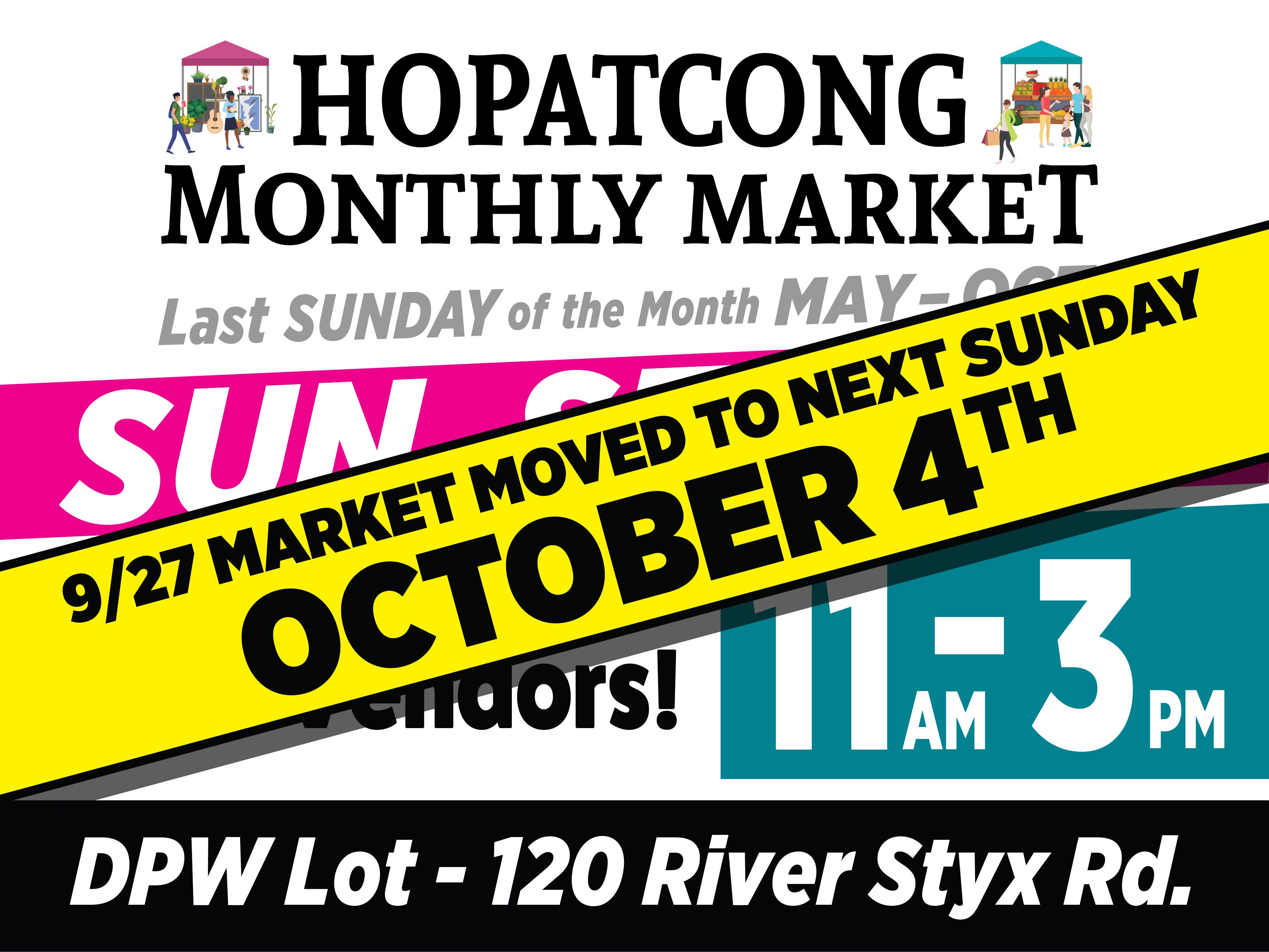 Hopatcong Monthly Market - NEW DATE Sunday 10/4