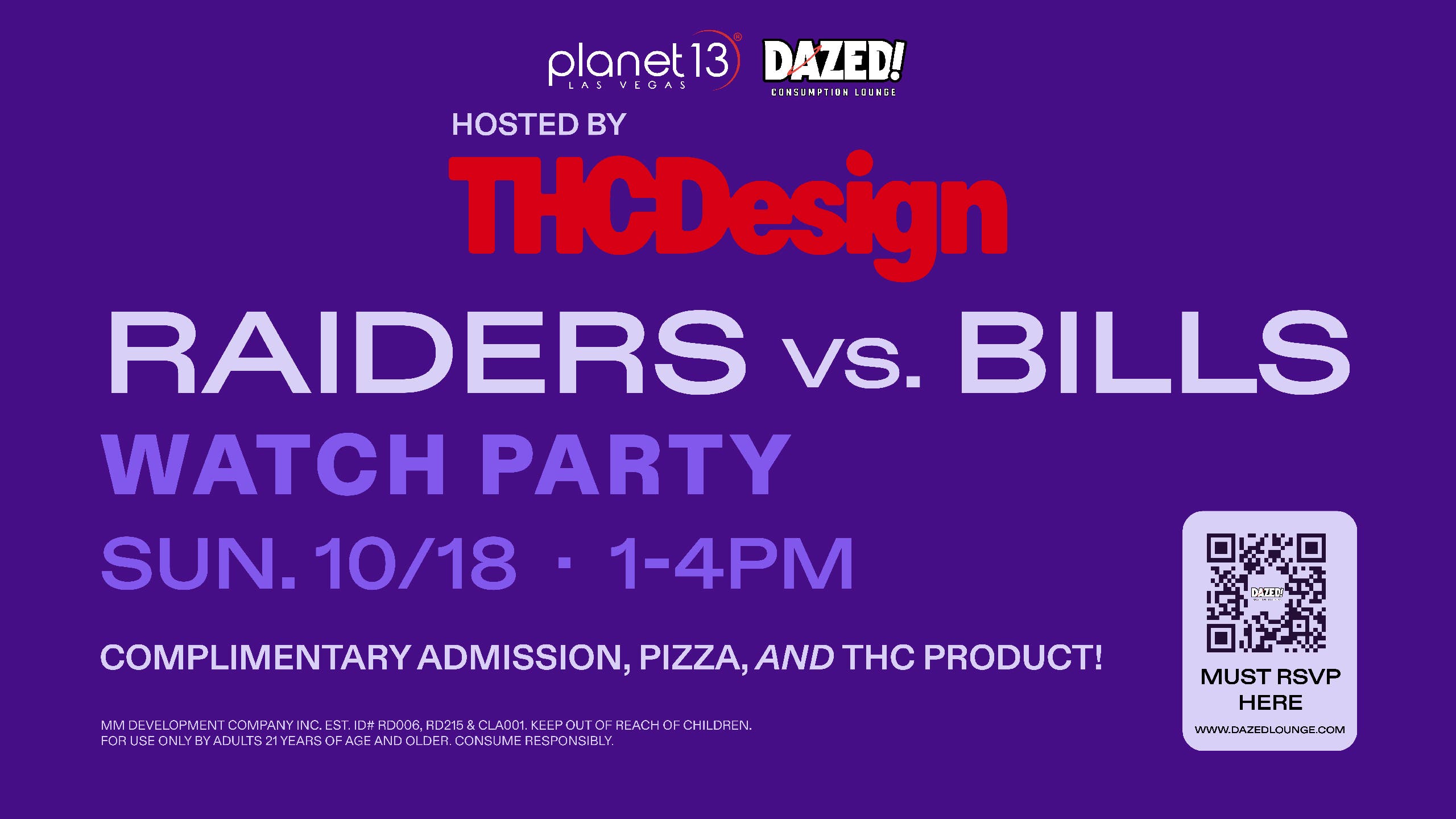 Raiders vs Bills Watch Party at Dazed! Consumption Lounge Hosted by THCDesign