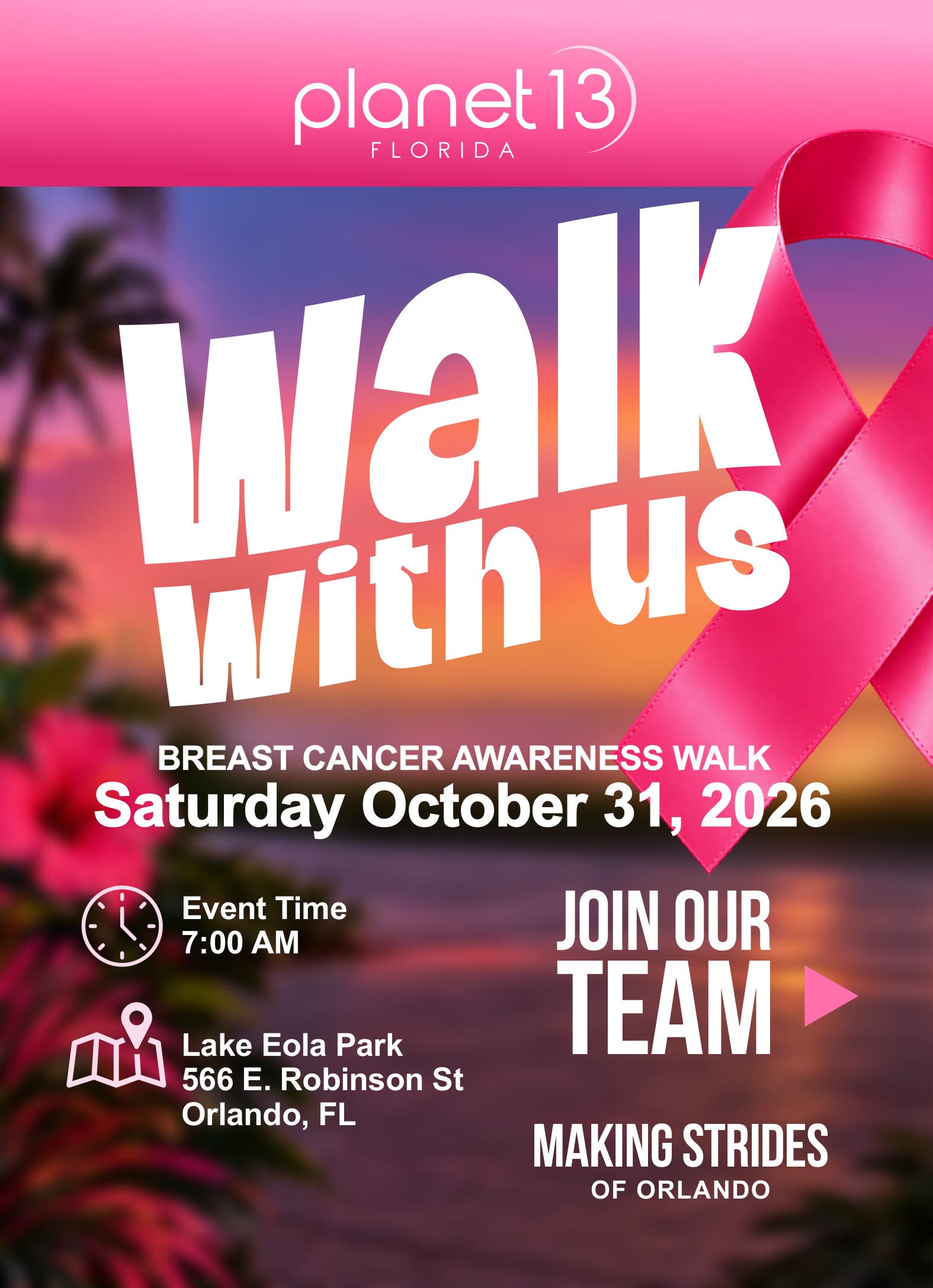 Planet 13 Orlando-Clermont Team: Breast Cancer Awareness Walk