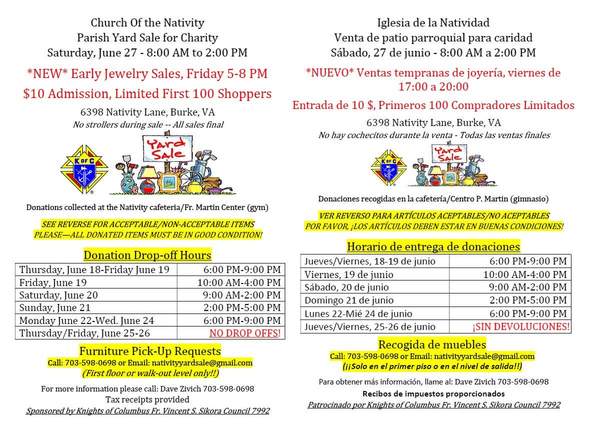 Annual Nativity Yard Sale