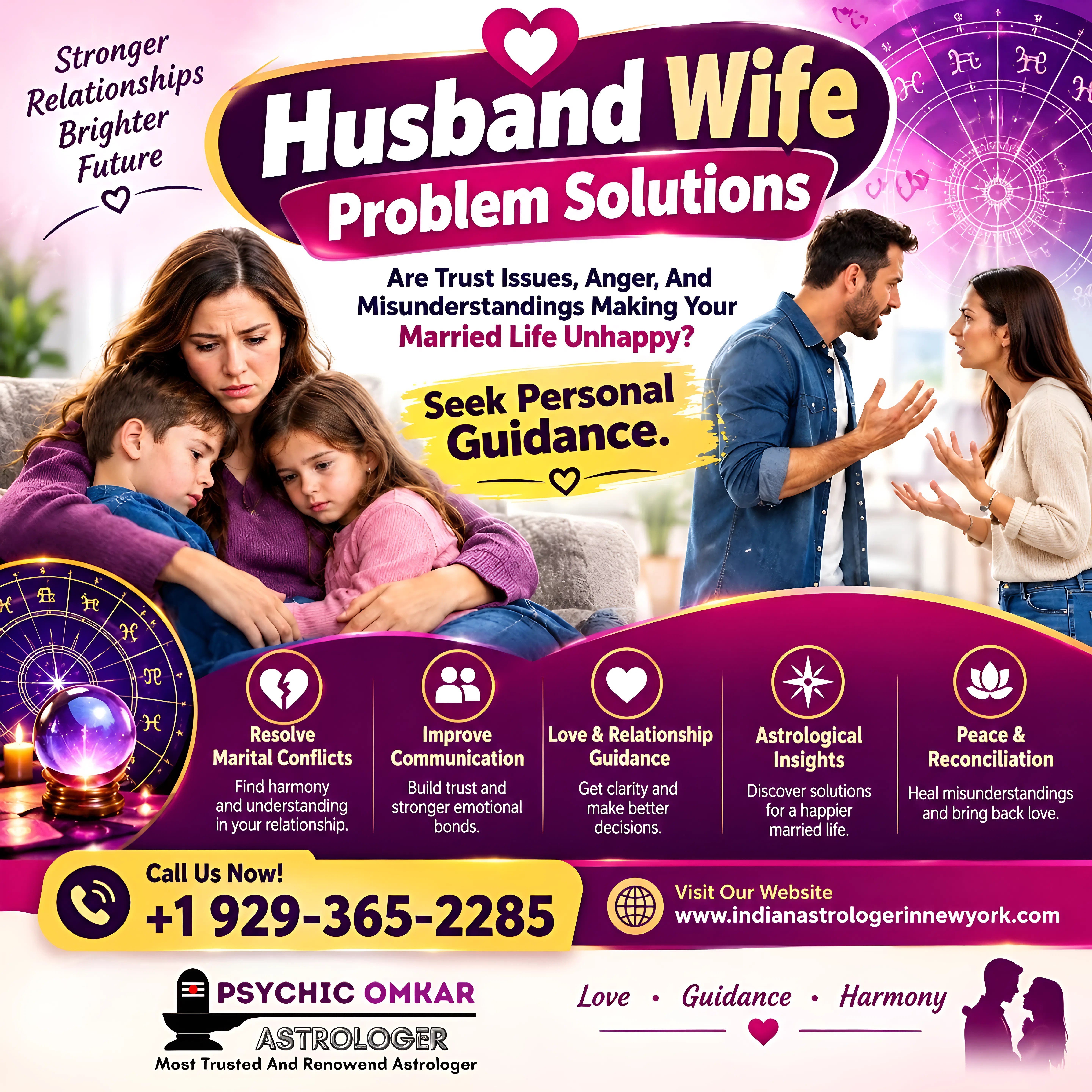 Husband Wife Problem Solution Astrology in New York | Psychic Omkar +1 929-365-2285