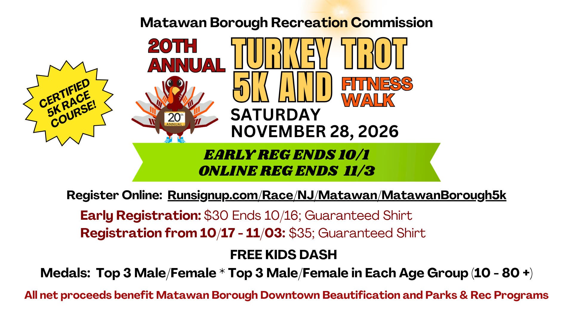 20th Annual Matawan Turkey Trot 5K & Fitness Walk