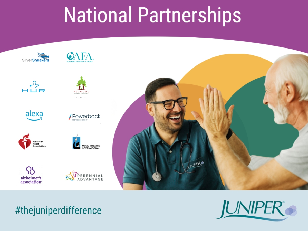 Juniper partners with leaders across a wide range of fields, including wellness, healthcare, technology, the arts, and dementia support. 