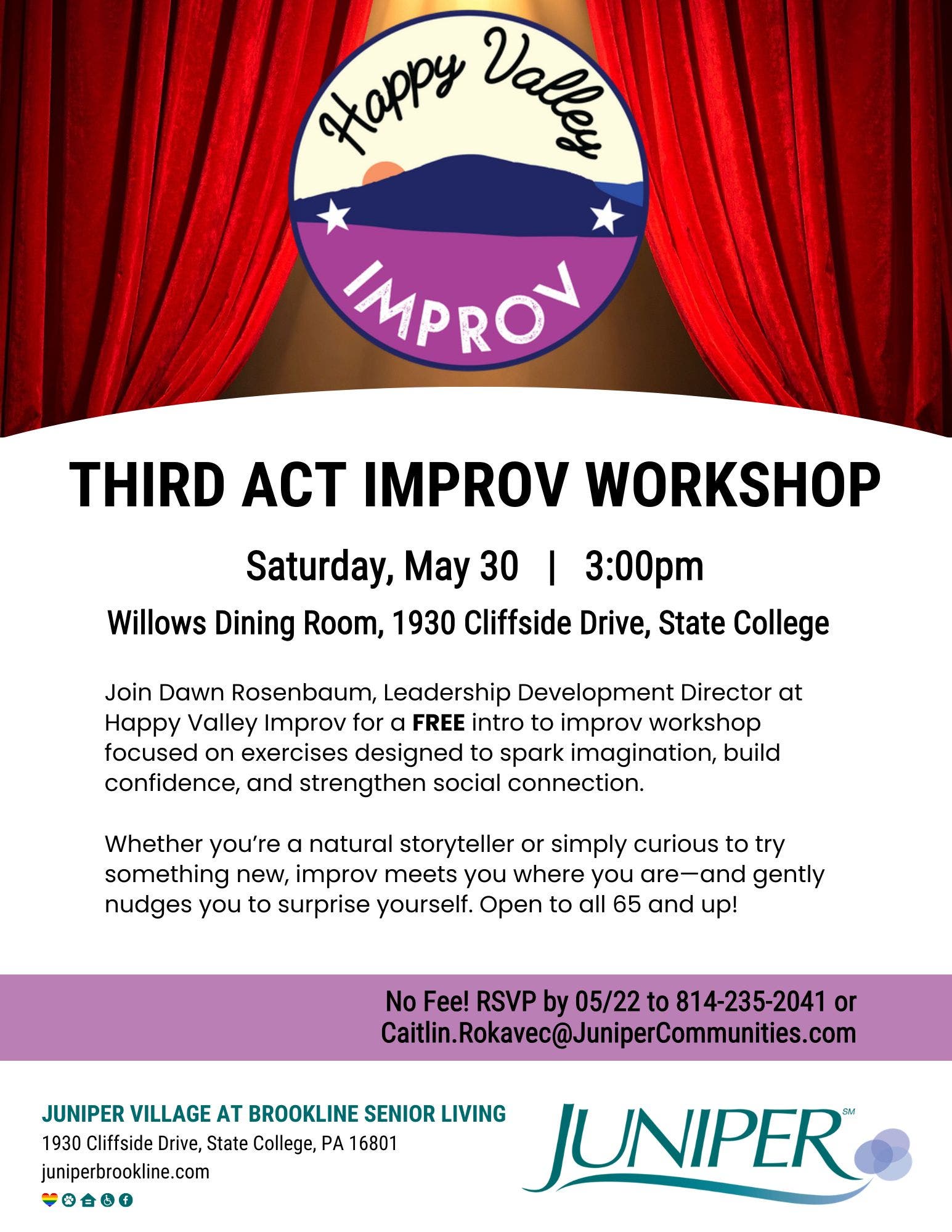 Third Act Improv Workshop at Juniper Village at Brookline - A Fun, Free Experience for 65+