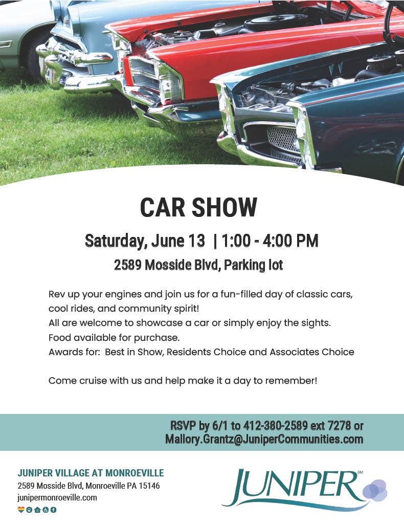 Community Car Show at Juniper Village at Monroeville!