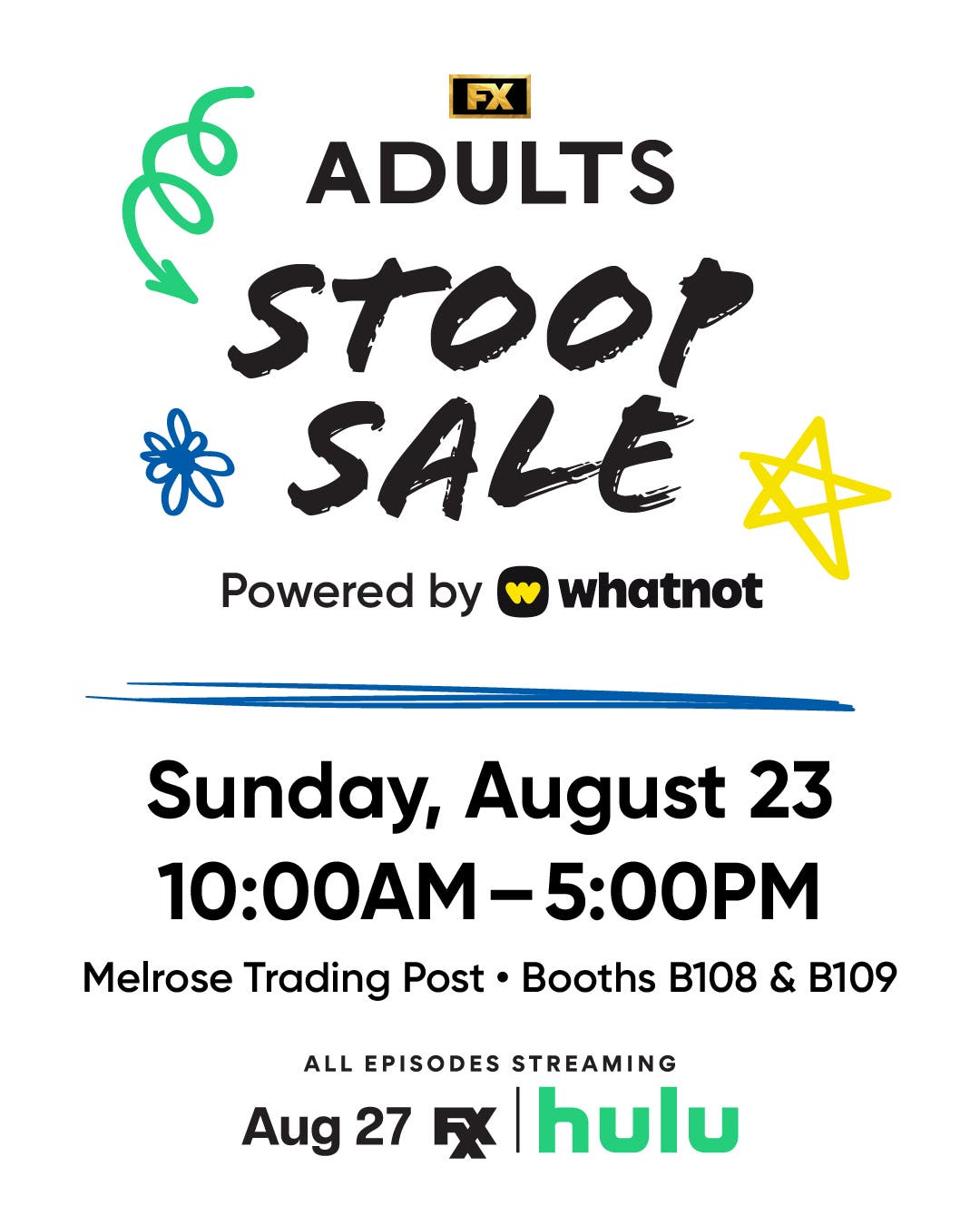 FX’s “Adults” Stoop Sale powered by Whatnot