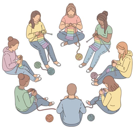 Intergenerational World Wide Knit in Public Day!