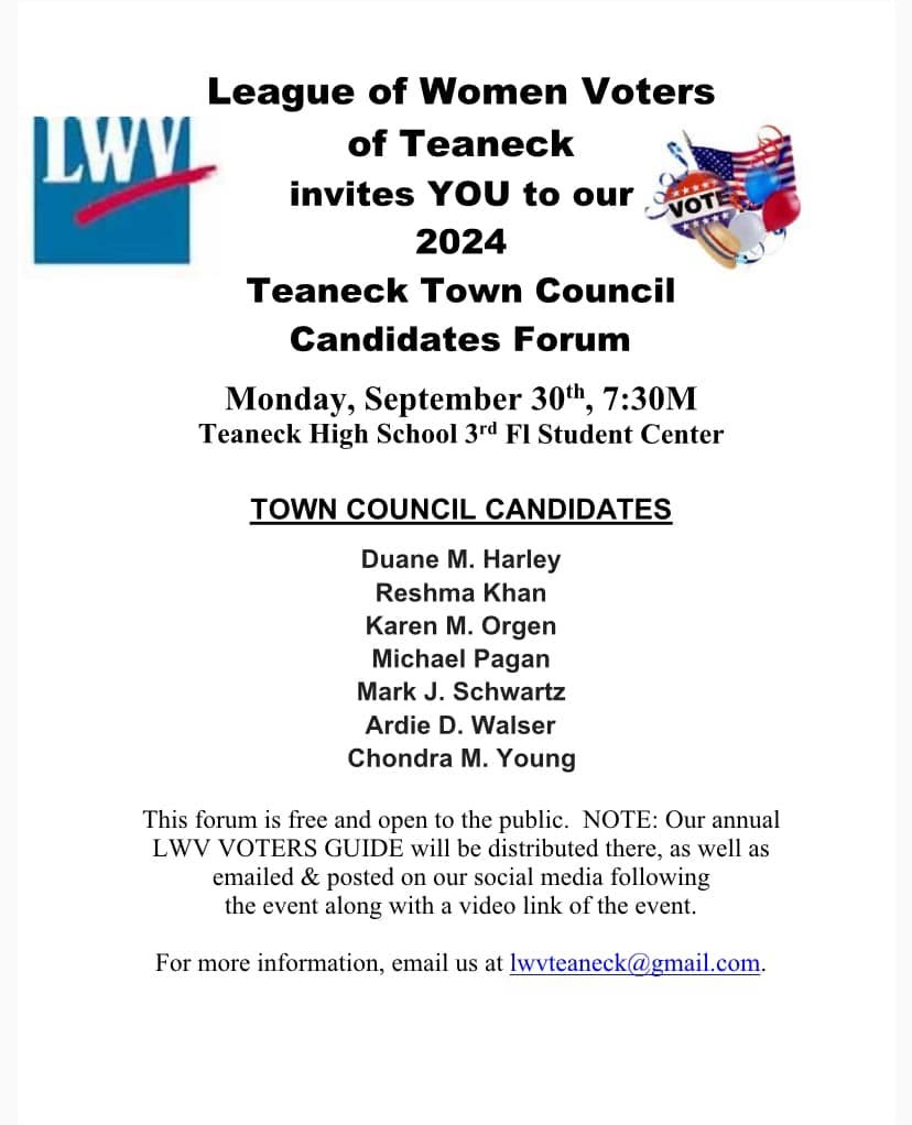 LWV Candidates Forum for Teaneck Town Council