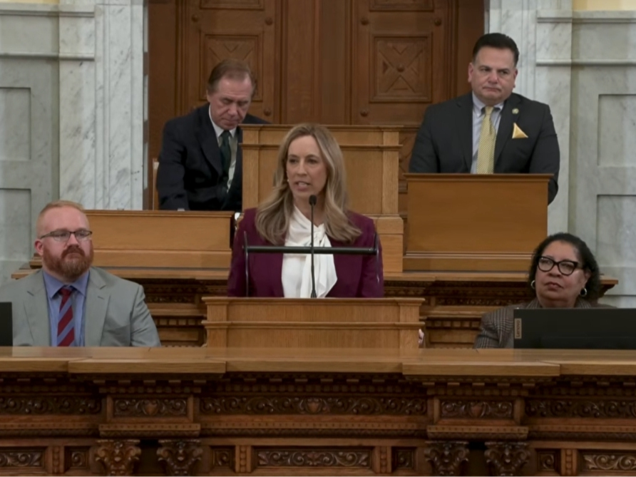 Governor Mikie Sherrill during her budget address on Tuesday, March 10.