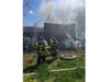 Firefighters responding to the fire.