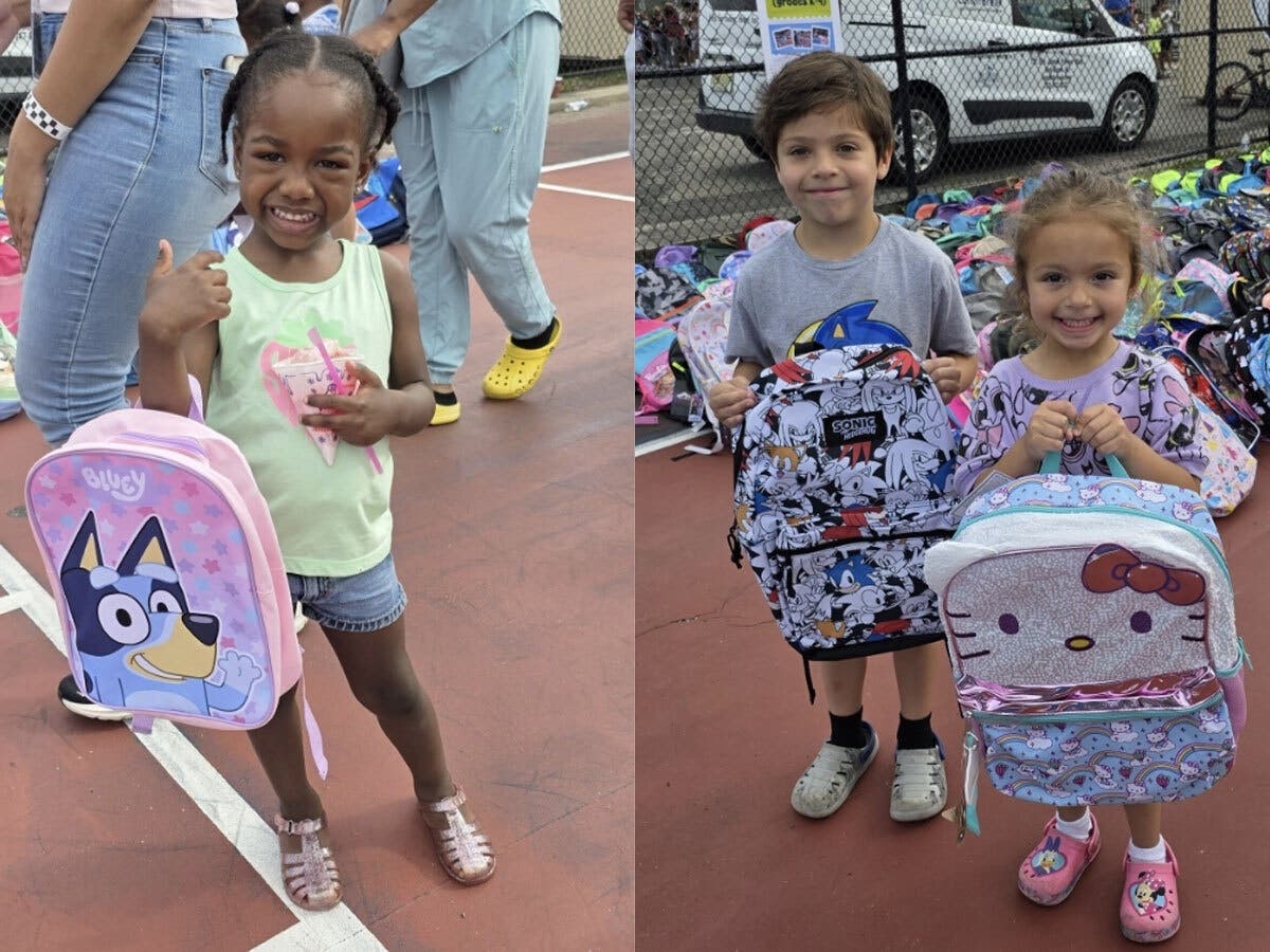 Photos from a previous Lunch Break Backpack Giveaway.