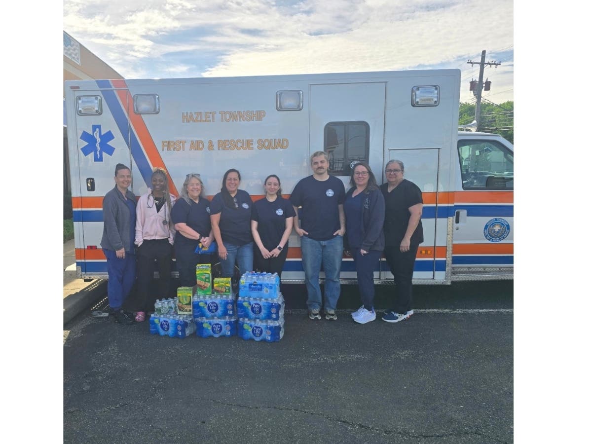 Hazlet Family Care with bottled water and granola bar donations.